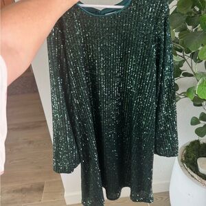 Show Me Your Mumu Girls Green Sequin Long-Sleeve Party Dress